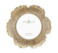 GIFTY GIFTY Cadre photo circulaire à motif floral, 4 x 4 po | pour présentation de table | Parfait pour la décoration de la maison, mariage, remise de diplôme, ou photos de jalon (or)
