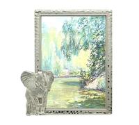 GIFTY GIFTY Cadre photo moderne argenté fin éléphant 10,2 x 15,2 cm | Pour affichage vertical sur les tables | Parfait pour la décoration de la maison, mariage, vacances, remise de diplôme ou toute