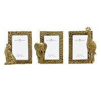 GIFTY GIFTY Lot de 3 mini cadres animaux du safari - 5 x 7,6 cm - Pour décoration de table, décoration d'intérieur, mariage, remise de diplôme ou photos importantes (doré)