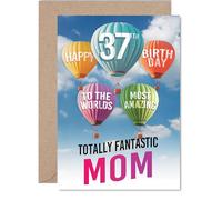 Giftzie Carte d'anniversaire 37 ans pour maman - La plus incroyable montgolfière - Carte d'anniversaire pour maman de 37 ans de la part de son fils, fille, cartes de vœux d'anniversaire A5 avec