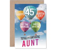 Giftzie Carte d'anniversaire 45 ans pour tante - Motif montgolfière - Carte d'anniversaire pour une tante de 45 ans de la part d'un neveu et d'une nièce, ballons A5
