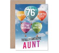 Giftzie Carte d'anniversaire 76 ans pour tante - La plus incroyable montgolfière - Carte d'anniversaire pour une tante de 76 ans, de la part d'un neveu, d'une nièce, de ballons A5, cartes de vœux
