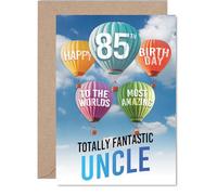 Giftzie Carte d'anniversaire 85 ans pour oncle - La plus incroyable montgolfière - Carte d'anniversaire pour oncle de 85 ans de la part d'un neveu et d'une nièce, ballons A5, cartes de vœux