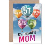 Giftzie Carte d'anniversaire de 51 ans pour maman - La plus incroyable montgolfière - Carte d'anniversaire pour maman de 51 ans de la part de son fils, fille, cartes de vœux d'anniversaire A5 avec