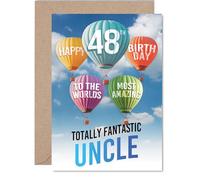 Giftzie Carte d'anniversaire pour oncle 48 ans - La plus incroyable montgolfière - Carte d'anniversaire pour oncle de 48 ans de la part d'un neveu et d'une nièce, ballons A5, cartes de vœux
