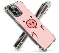 Gifun Pig Coque pour iPhone 15 Pro Max, PC dur + TPU Bumper Clear Protective Design Coque Compatible avec iPhone 15 Pro Max 6,7 pouces - Cochon mignon rose