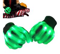 gifyym Gants lumineux - Gants squelettes à DEL respirants | Lumières colorées clignotantes pour Halloween, Noël, fête costumée, éclairage rapide/lent/continu (7 modes)