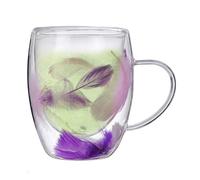 gifyym In Isolante - Verres à café à double paroi de 350 ml | à café transparent avec poignée (résistant à la chaleur, anti-condensation) | pour boissons chaudes et froides, thé, lait, café Espre