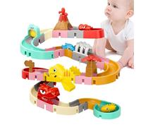 gifyym Jouet Bain Toboggan Rotatif - Circuit Ventouse Eau pour Tout-Petits, Style Ville Ou Dinosaure | Jeu Éducatif Salle De Bain, ABS, 47 Ou 43 Pièces