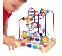 gifyym Jouet labyrinthe de perles en bois - activités multifonctionnelles avec perles pour animaux à trois pistes | Jouet pour l'éducation précoce, coloré pour la coordination œil-main, Neona