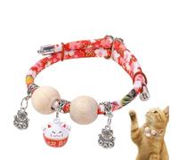 gifyym Petit collier pour chat - Perles de cèdre - Collier pour chat avec clochette - Collier réglable pour promenade, voyage, maison, petite, moyenne et grande race