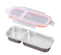 gifyym Récipient à collations - petites boîtes en acier inoxydable | avec séparateur à 2 ou 3 compartiments, hermétique et anti-fuite | portable, lave-vaisselle sûr, pour fruits, noix et sel