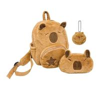 gifyym Sac à dos en peluche | Cartable en peluche avec poche à monnaie, sac à dos d'écolier avec pendentif et bandoulière réglable - Pour l'université, le fitness, les déplacements, l'extérieur et le