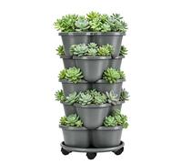 gifyym Stackable Planters - 5 Tier Vertical Garden Planter | Growing Plant Container | Space Saving Garden Planter for Backyard Patio Greenhouse Indoor Outdoor Flowers Vegetables Strawberry