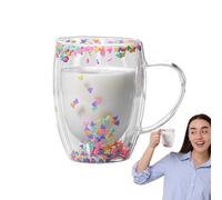 gifyym Tasses à café à double paroi, Tasses à café en double, Chope à bière transparente esthétique de 350 ml, Verres résistants à la chaleur de grande capacité pour le lait, tasse de par d