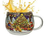gifyym Tasses à café de Noël | Tasse transparente peinte pour café de Noël, 300 ml Contenants festifs pour boissons chaudes et froides Cacao Lait