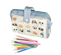 gifyym Trousse à crayons haute capacité | Organiseur de règle avec fermeture éclair pour journal, déplacement, marquage, voyage, peinture, prise de notes, bleu, Reportez-vous à la description, Unisexe