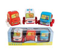 gifyym Voitures Jouets Souples - Véhicule Tissu Ambulance Express Taxi | Camion Peluche Lavable Dessin Animé | Modèle Détachable Éducatif Bébé pour Filles Garçons 0-7 Ans - Jouet Tissu Mignon - Auto