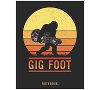 Gig Foot Notebook: Retro Sunset Bigfoot Carrying Rock 'n Roll Guitar Case