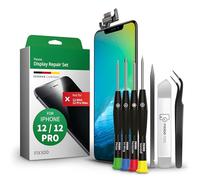 GIGA Fixxoo® Écran de rechange pour iPhone 12 d'origine [kit d'outils] - Verre Retina LCD avec écran tactile - Kit de réparation d'écran d'origine pour iPhone - Écran de rechange pour iPhone avec kit