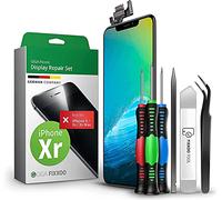 GIGA Fixxoo iPhone XR Remplacement d'écran Kit Complet LCD Noir; avec écran Tactile, vitre d'écran Rétina, caméra et capteur de proximité - Installation guidée pour Une réparation Facile
