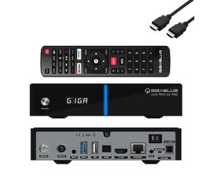 GigaBlue UHD Trio 4K Pro - 1xDVB-S2X MS + 1xDVB-C/T2 Combo Receiver for Sat, Cable/T2 Signal, E2 Linux TV Box, Media Playing, PVR Function, 1200Mbps WiFi, HTS e-com HDMI Cable