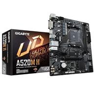 GIGABYTE Carte mère A520M H - Prend en charge les processeurs AMD Ryzen série 5000 AM4, VRM numérique pur 4+3 phases, jusqu'à 5100 MHz DDR4 (OC), PCIe 3.0 x4 M.2, LAN GbE, USB 3.2 Gen 1