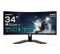 GIGABYTE G34WQCP Moniteur de Jeu Incurvé UWQHD 34" - 3440 x 1440, 1500R, 180Hz, 1ms, 350 cd/m², AMD FreeSync Premium, DisplayHDR 400, HDMI 2.0, DisplayPort 1.4