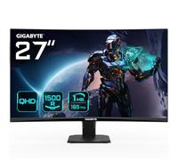 GIGABYTE GS27QC Moniteur de jeu incurvé 27" QHD - 2560 x 1440, 1500R, 165Hz, 1ms, 250 cd/m², FreeSync Premium, HDR Ready, HDMI 2.0, DisplayPort 1.4