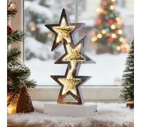 GIGALUMI Étoile de Noël infini lumière LED miroir tunnel effet 3D décoration de Noël décoration de Noël pour fenêtre, table, éclairage de la maison