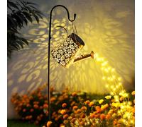 GIGALUMI Lampes solaires pour arrosoir, lampes solaires d'extérieur en métal étanche avec support, cadeau de jardin, décoration de jardin pour cour, pelouse, allée (blanc chaud)