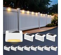 GIGALUMI Lot de 12 Lampes Solaires pour Escaliers Extérieurs, Éclairage Extérieur Solaire,Étanche Lampes Solaires pour Clôture, Escalier, Marches, Cour(Blanc,Blanc Chaud)