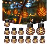 GIGALUMI Lot de 12 lampes solaires suspendues à énergie solaire étanches pour jardin, cour, clôture, arbre