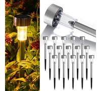 GIGALUMI Lot de 16 lampes solaires d'extérieur étanches à LED en acier inoxydable pour allée, allée, patio, cour