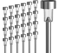 GIGALUMI Lot de 24 lampes solaires d'extérieur étanches à LED en acier inoxydable pour terrasse, pelouse, cour et décoration paysagère, blanc chaud