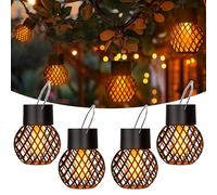GIGALUMI Lot de 4 lampes solaires d'extérieur à suspendre - Flamme vacillante - Étanche - Pour jardin, cour, clôture, arbre
