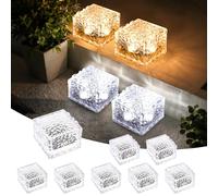 GIGALUMI Lot de 8 lampes solaires en PVC pour jardin, 2 couleurs d'éclairage, imperméables pour chemin, pelouse, étang, terrasse, allée