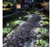 GIGALUMI Lot de 8 lampes solaires étanches pour jardin, terrasse, allée, pelouse, cour (commutation de lumière froide et chaude)