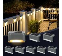 GIGALUMI Lot de 8 Lampes Solaires pour Escaliers Extérieurs, Éclairage Extérieur Solaire,Étanche Lampes Solaires pour Clôture, Escalier, Marches, Cour(Gris,Blanc Chaud)