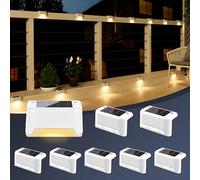 GIGALUMI Lot de 8 Lampes Solaires pour Escaliers Extérieurs, Éclairage Extérieur Solaire,Étanche Lampes Solaires pour Clôture, Escalier, Marches, Cour(Blanc,Blanc Chaud)