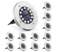 GIGALUMI Lumière Solaire Extérieur 12 LEDs 12 pièces Lampes Solaires au Sol Lampes de Jardin Blanches Acier inoxydable étanche pour l'extérieur, jardin, terrasse, pelouse, cour, passerelle