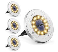 GIGALUMI Lumière Solaire Extérieur 12 LEDs 4 pièces Lampes Solaires au Sol Lampes de Jardin Blanches Acier inoxydable étanche pour l'extérieur, jardin, terrasse, pelouse, cour, passerelle