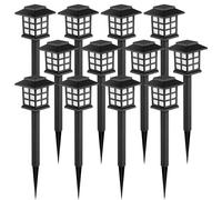 GIGALUMI Lumières solaires d'extérieur, 12 packs de lumières solaires LED d'extérieur, étanches, pour le jardin, le paysage, le chemin, la cour, le patio, l'allée (blanc chaud)