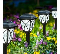 GIGALUMI Lumières solaires pour l'extérieur du jardin, imperméables à l'eau, 6 paquets de lampes LED à énergie solaire pour le chemin, lumières solaires pour le chemin,Blanc froid