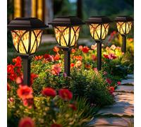 GIGALUMI Lumières solaires pour l'extérieur du jardin, imperméables à l'eau, 6 paquets de lampes LED à énergie solaire pour le chemin, lumières solaires pour le chemin,Rouge Flamme
