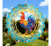 GIGALUMI Moulin à vent 3D en forme de coq - Décoration de jardin à suspendre - Sculpture à vent pour intérieur - Cadeau de jardin pour femme, maman