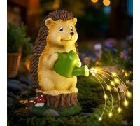 GIGALUMI Statue de bouilloire en forme de hérisson, décoration de jardin avec lampes solaires, cadeau pour maman, femme, cadeau d'anniversaire pour maman, décoration de jardin étanche pour terrasse