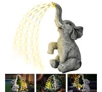 GIGALUMI Statue d'éléphant améliorée - Décoration de Jardin - Véritable éléphant - Lumières LED à énergie Solaire - Cadeau pour Maman, Cadeau d'anniversaire pour Femme, décoration d'éléphant pour