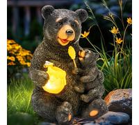 GIGALUMI Statues de Jardin solaires en Forme d'ours Aimant pour extérieur, Cour, décoration de Jardin, Cadeaux Uniques de Pendaison de crémaillère pour Maman, Femme