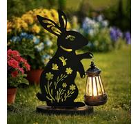 GIGALUMI Statues de Lapin,décorations de Jardin d'extérieur avec éclairage Solaire, Statues de Jardin étanches pour terrasse et Cour, Cadeaux Originaux pour Maman (Lot de 1)